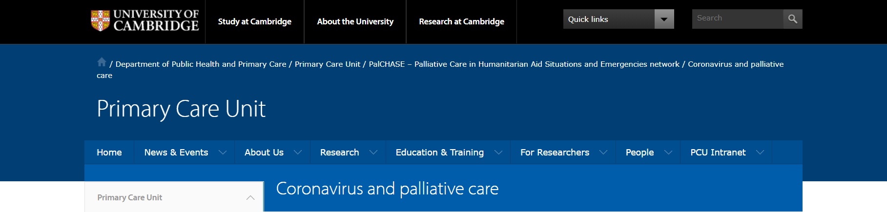 Universidade de Cambridge inclui ANCP em lista de publicações sobre Coronavírus, Cuidados Paliativos e de fim de vida