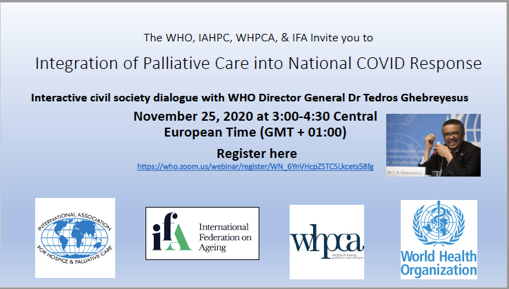 Webinar com a participação do Diretor Geral da OMS, Dr. Tedros Adhanom Ghebreyesus abordará Cuidados Paliativos e COVID