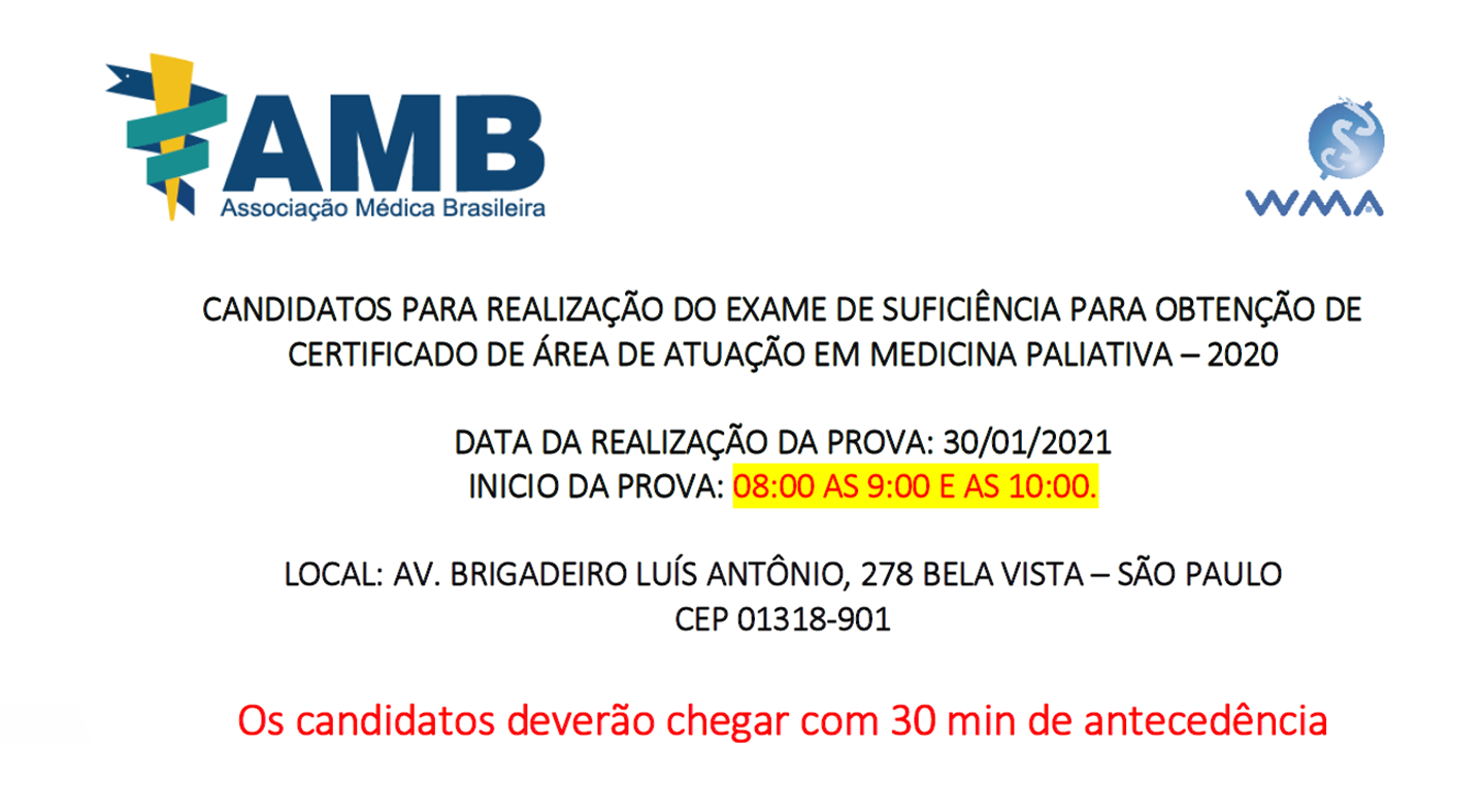 AMB divulga lista de candidatos aptos para prestar o exame de suficiência em Medicina Paliativa 2020