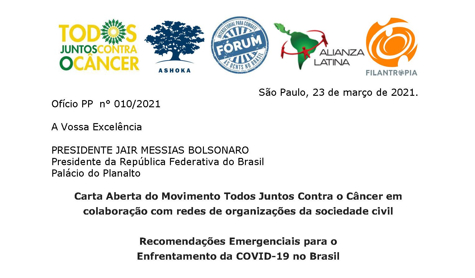 ANCP e diversas organizações assinam Carta Aberta “Recomendações Emergenciais para o Enfrentamento da COVID-19 no Brasil”