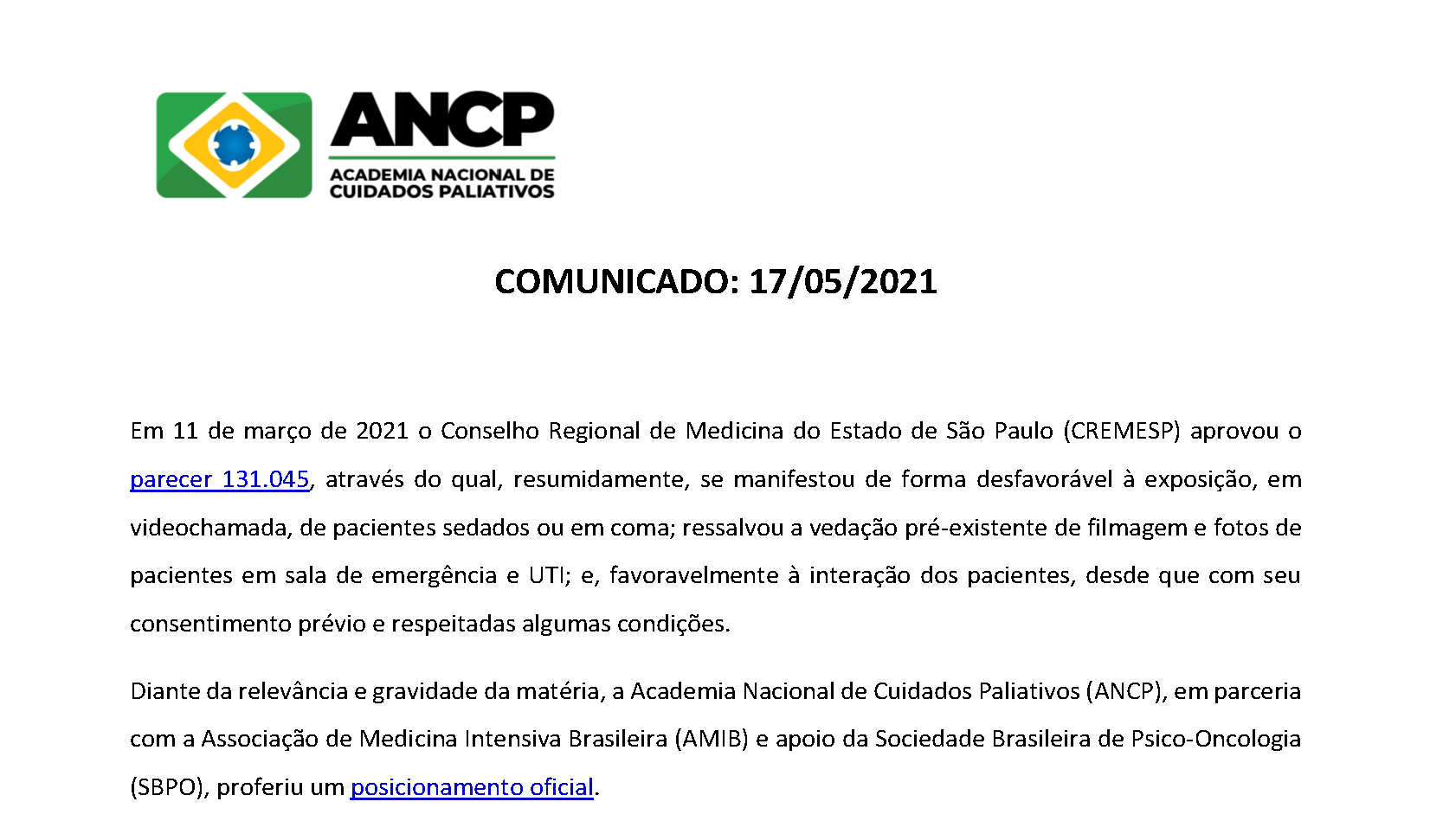 ANCP e ANCP-SP publicam comunicado referente ao CREMESP