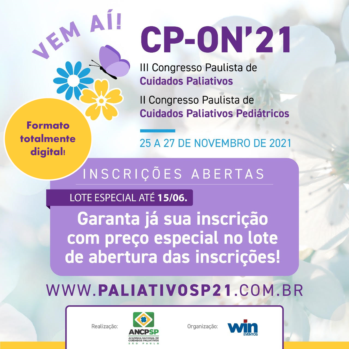 Estão abertas as inscrições para o III Congresso Paulista de Cuidados Paliativos e II Congresso Paulista de Cuidados Paliativos Pediátricos