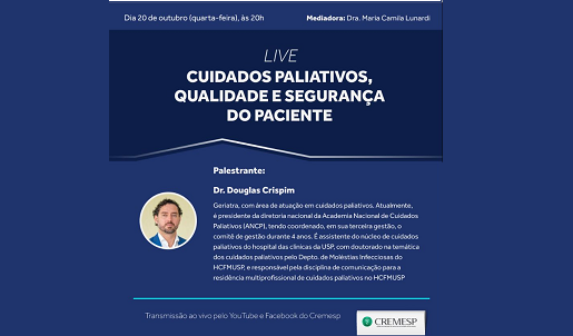 ANCP participa de live “Cuidados Paliativos, Qualidade e Segurança do Paciente” promovida pelo Cremesp