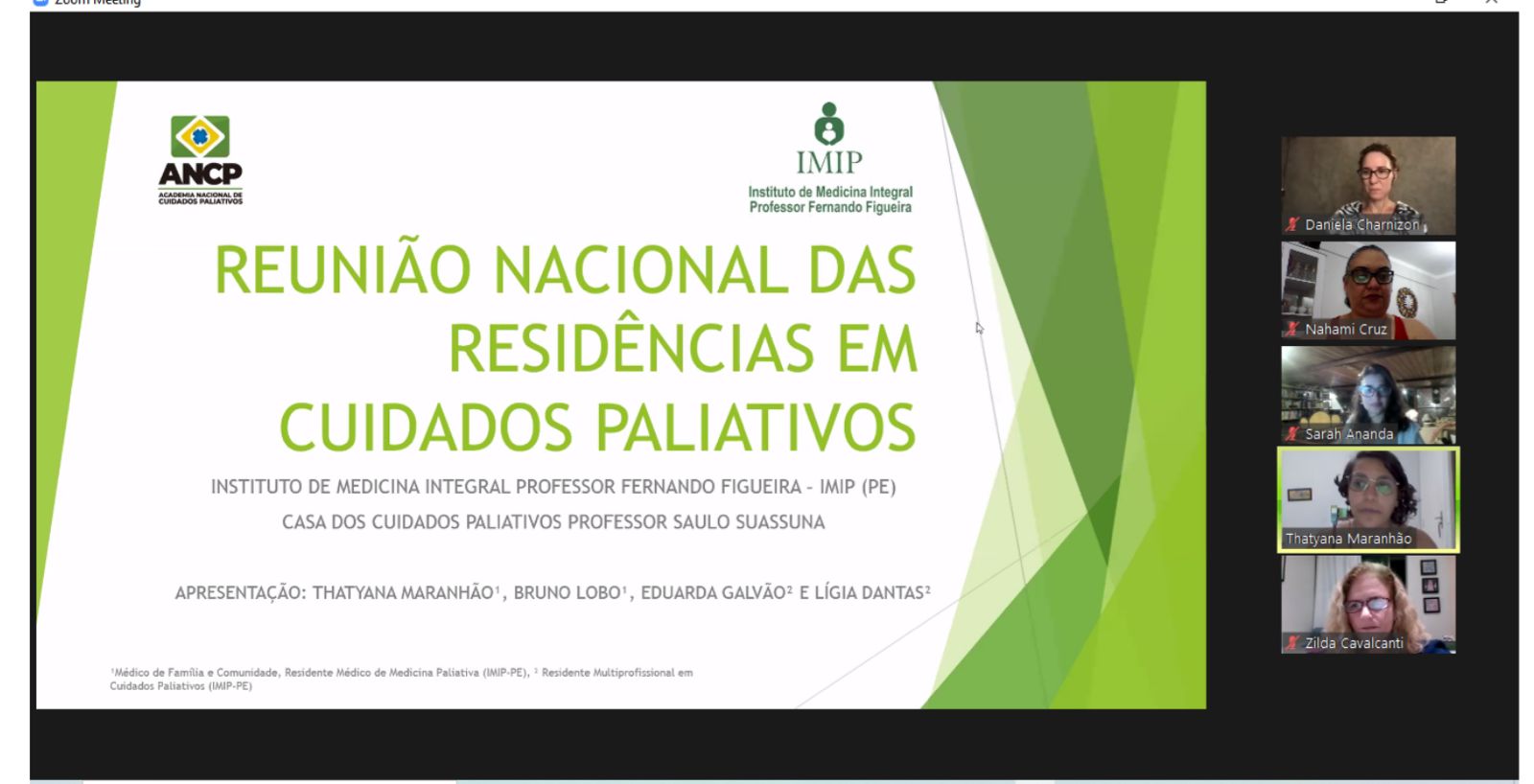 Residentes do IMIP (PE) abordam caso detalhado no II Encontro Virtual Científico de Residentes do Brasil em Cuidados Paliativos