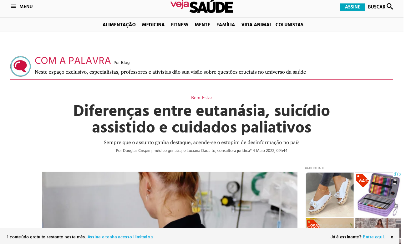 Diferenças entre eutanásia, suicídio assistido e cuidados paliativos