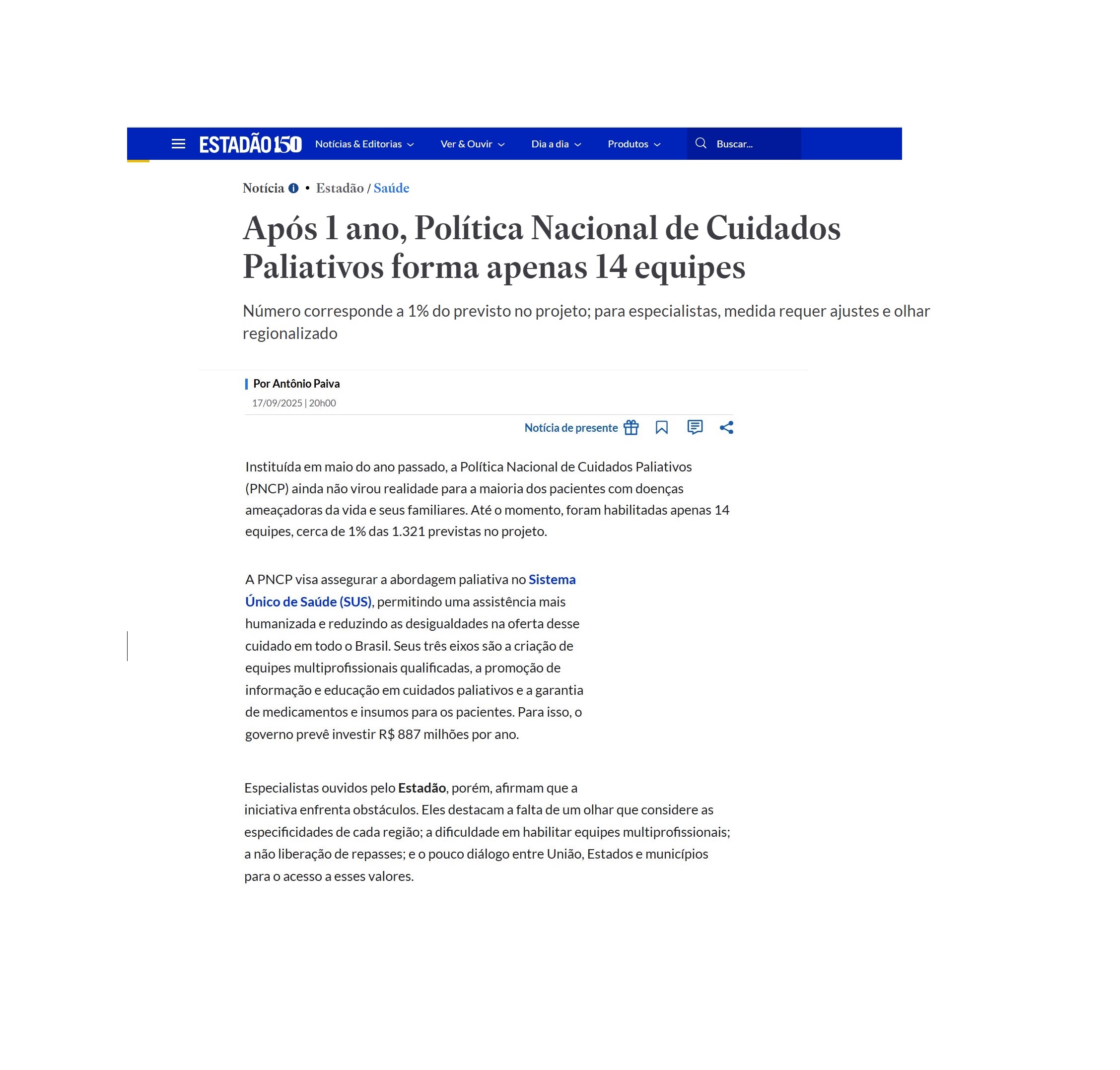 ANCP no jornal O Estado de S. Paulo