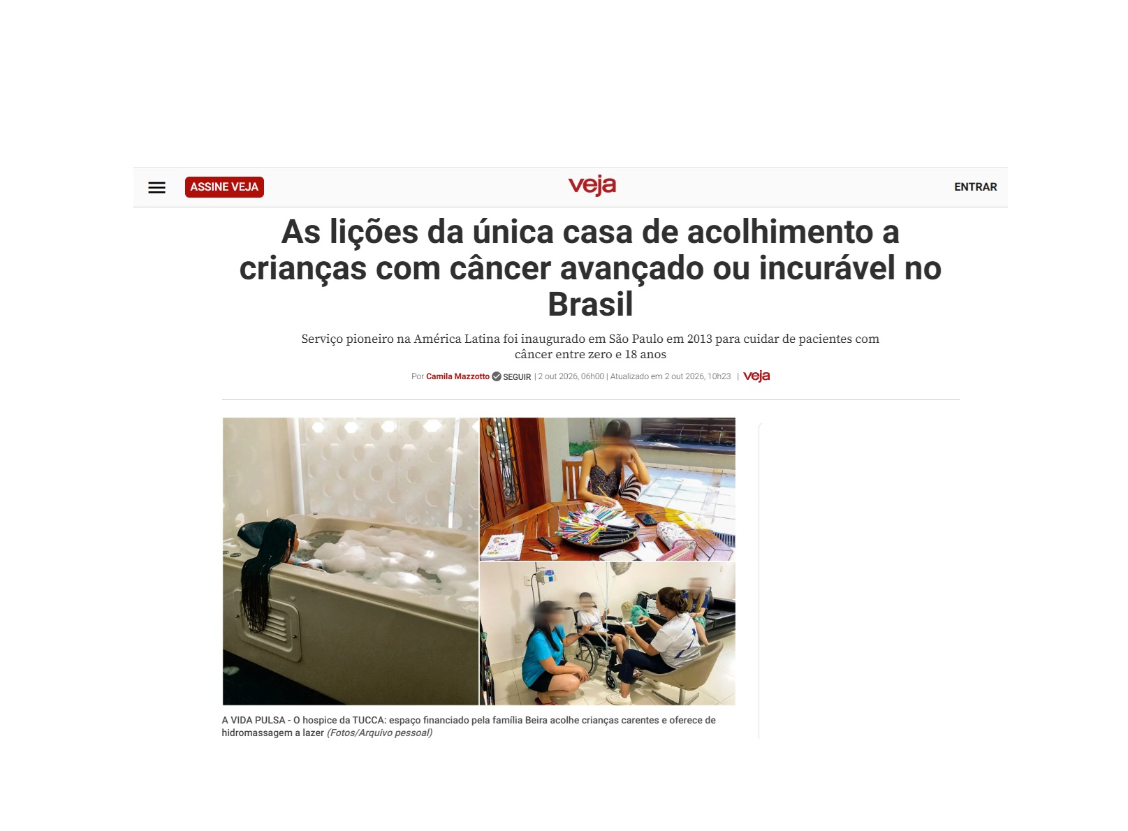 ANCP no portal Veja Saúde
